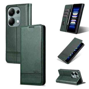 For Xiaomi Redmi Note 13 Pro 4G AZNS Magnetic Calf Texture Flip Leather Phone Case(Dark Green)