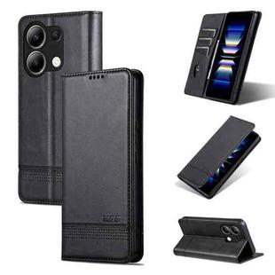 For Xiaomi Redmi Note 13 4G AZNS Magnetic Calf Texture Flip Leather Phone Case(Black)