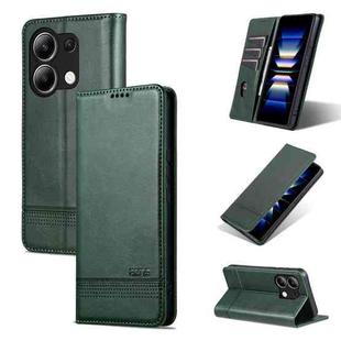 For Xiaomi Redmi Note 13 4G AZNS Magnetic Calf Texture Flip Leather Phone Case(Dark Green)