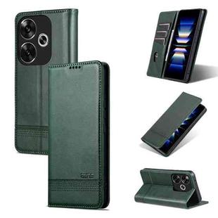 For Xiaomi Redmi Turbo 3 AZNS Magnetic Calf Texture Flip Leather Phone Case(Dark Green)