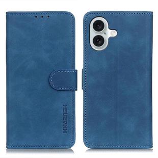 For iPhone 16 KHAZNEH Retro Texture Leather Phone Case(Blue)