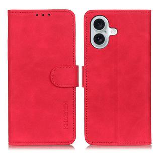 For iPhone 16 Plus KHAZNEH Retro Texture Leather Phone Case(Red)