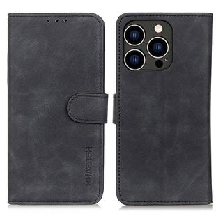 For iPhone 16 Pro Max KHAZNEH Retro Texture Leather Phone Case(Black)