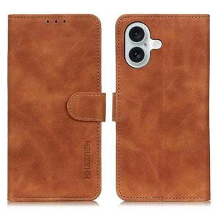For iPhone 17 KHAZNEH Retro Texture Leather Phone Case(Brown)