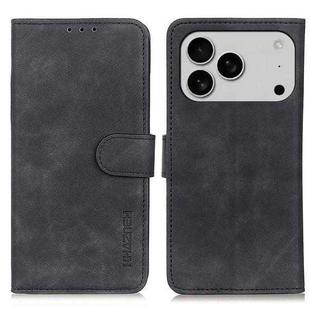 For iPhone 17 Pro Max KHAZNEH Retro Texture Leather Phone Case(Black)