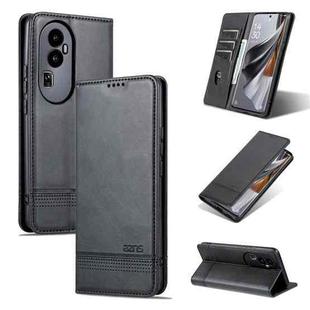 For OPPO  Reno10 AZNS Magnetic Calf Texture Flip Leather Phone Case(Black)