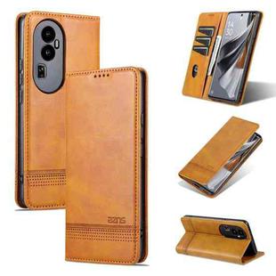 For OPPO  Reno10 AZNS Magnetic Calf Texture Flip Leather Phone Case(Light Brown)