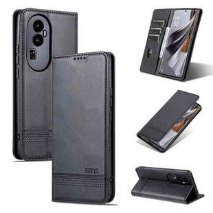 For OPPO Reno10 Pro AZNS Magnetic Calf Texture Flip Leather Phone Case(Black)