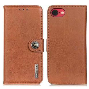 For iPhone SE 2024 KHAZNEH Cowhide Texture Horizontal Flip Leather Phone Case(Brown)