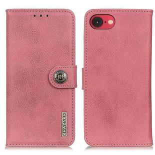 For iPhone SE 2024 KHAZNEH Cowhide Texture Horizontal Flip Leather Phone Case(Pink)