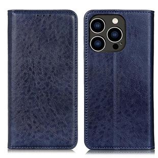 For iPhone 16 Pro Magnetic Crazy Horse Texture Horizontal Flip Leather Phone Case(Blue)