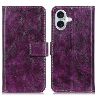 For iPhone 16 Retro Crazy Horse Texture Horizontal Flip Leather Phone Case(Purple)