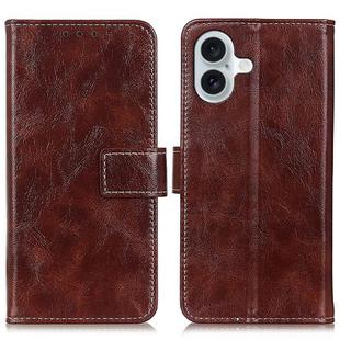 For iPhone 16 Plus Retro Crazy Horse Texture Horizontal Flip Leather Phone Case(Brown)