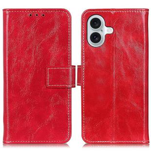 For iPhone 16 Plus Retro Crazy Horse Texture Horizontal Flip Leather Phone Case(Red)