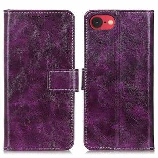 For iPhone SE 2024 Retro Crazy Horse Texture Horizontal Flip Leather Phone Case(Purple)