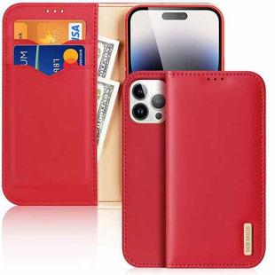 For iPhone 15 Pro Max DUX DUCIS Hivo Series Cowhide + PU + TPU Flip Phone Case(Red)