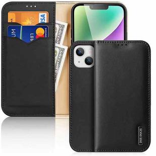 For iPhone 15 Plus DUX DUCIS Hivo Series Cowhide + PU + TPU Flip Phone Case(Black)