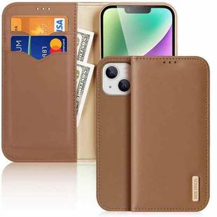 For iPhone 15 Plus DUX DUCIS Hivo Series Cowhide + PU + TPU Flip Phone Case(Brown)