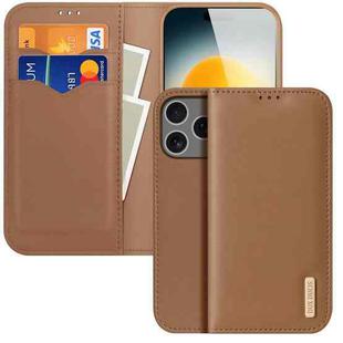 For iPhone 17 Pro DUX DUCIS Hivo Series Cowhide + PU + TPU Flip Phone Case(Brown)