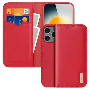 For iPhone 17 Pro DUX DUCIS Hivo Series Cowhide + PU + TPU Flip Phone Case(Red)