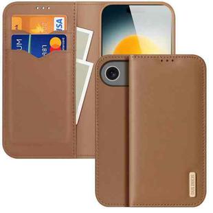 For iPhone 17 Air DUX DUCIS Hivo Series Cowhide + PU + TPU Flip Phone Case(Brown)