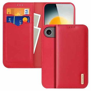 For iPhone 17 Air DUX DUCIS Hivo Series Cowhide + PU + TPU Flip Phone Case(Red)