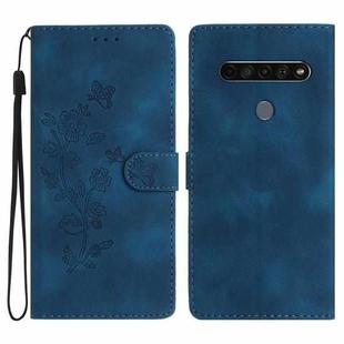 For LG K51S Flower Butterfly Embossing Pattern Leather Phone Case(Blue)