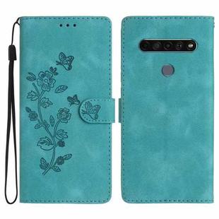 For LG K51S Flower Butterfly Embossing Pattern Leather Phone Case(Sky Blue)