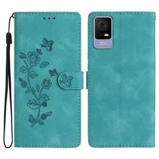 For TCL 405 / 406 / 408 Flower Butterfly Embossing Pattern Leather Phone Case(Sky Blue)