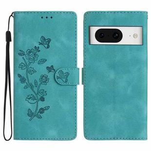 For Google Pixel 8 Flower Butterfly Embossing Pattern Leather Phone Case(Sky Blue)