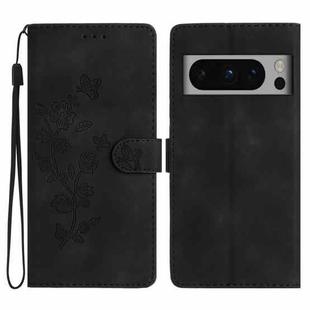 For Google Pixel 8 Pro Flower Butterfly Embossing Pattern Leather Phone Case(Black)