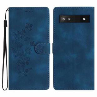 For Google Pixel 7a Flower Butterfly Embossing Pattern Leather Phone Case(Blue)