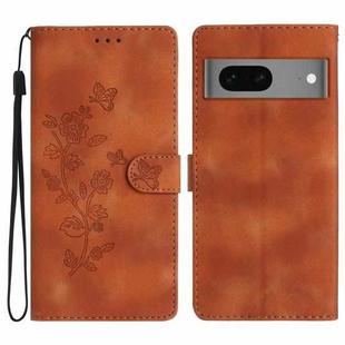 For Google Pixel 7 Flower Butterfly Embossing Pattern Leather Phone Case(Brown)