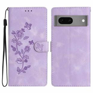 For Google Pixel 7 Flower Butterfly Embossing Pattern Leather Phone Case(Purple)