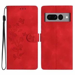 For Google Pixel 7 Pro Flower Butterfly Embossing Pattern Leather Phone Case(Red)