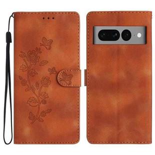 For Google Pixel 7 Pro Flower Butterfly Embossing Pattern Leather Phone Case(Brown)