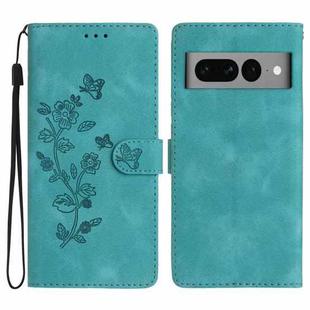 For Google Pixel 7 Pro Flower Butterfly Embossing Pattern Leather Phone Case(Sky Blue)