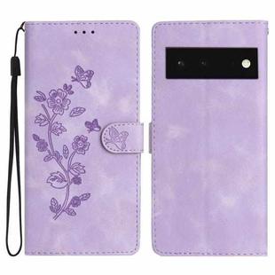 For Google Pixel 6 Flower Butterfly Embossing Pattern Leather Phone Case(Purple)