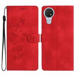 For Nokia 6.2 / 7.2 Flower Butterfly Embossing Pattern Leather Phone Case(Red)