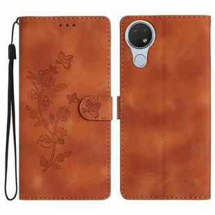For Nokia 6.2 / 7.2 Flower Butterfly Embossing Pattern Leather Phone Case(Brown)