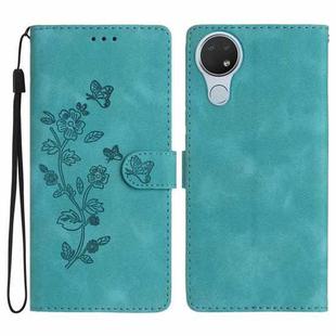 For Nokia 6.2 / 7.2 Flower Butterfly Embossing Pattern Leather Phone Case(Sky Blue)