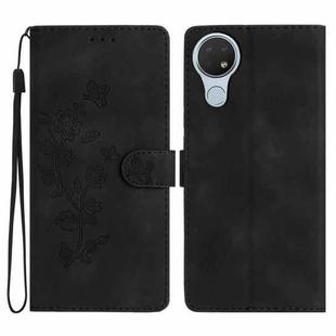 For Nokia 6.2 / 7.2 Flower Butterfly Embossing Pattern Leather Phone Case(Black)