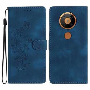 For Nokia 5.4 Flower Butterfly Embossing Pattern Leather Phone Case(Blue)