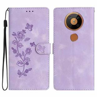 For Nokia 5.4 Flower Butterfly Embossing Pattern Leather Phone Case(Purple)