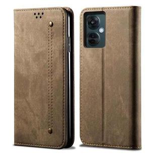 For vivo Y36 5G / 4G Denim Texture Flip Leather Phone Case(Khaki)