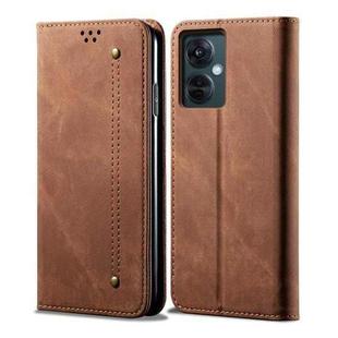 For vivo Y36 5G / 4G Denim Texture Flip Leather Phone Case(Brown)