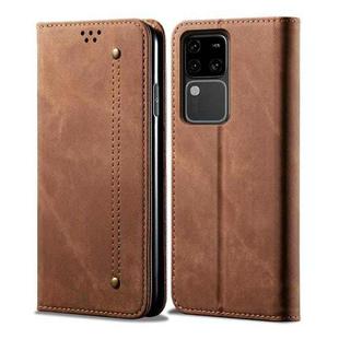 For vivo S18 Pro Denim Texture Flip Leather Phone Case(Brown)