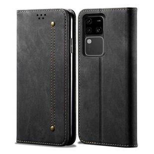 For vivo S18 Pro Denim Texture Flip Leather Phone Case(Black)