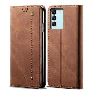 For vivo T3 / Y200E / Y100 IDN Denim Texture Flip Leather Phone Case(Brown)