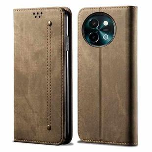 For vivo Y38 5G Global Denim Texture Flip Leather Phone Case(Khaki)